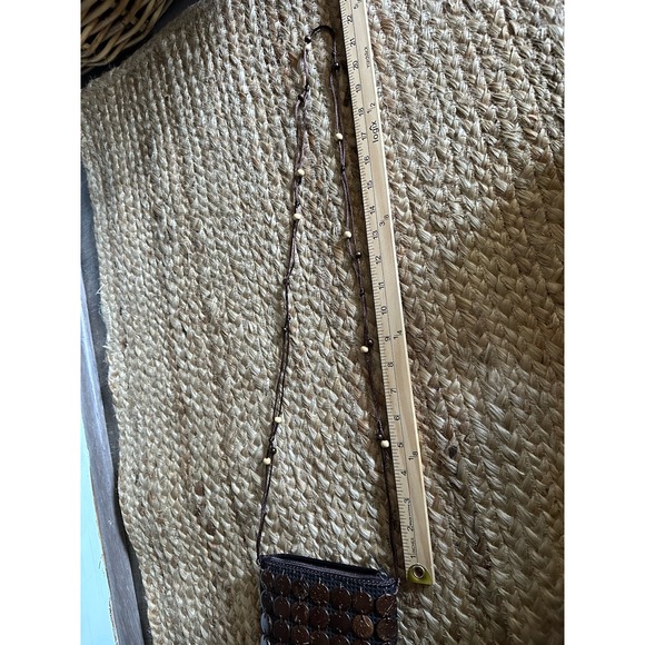 Coconut Shell Crossbody Bag Purse - 7.5" x 6", Handmade, Floral, Hawaiian Style - Picture 9 of 9